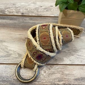 Vintage Boho Hippie Fabric/Sherpa Belt Medium